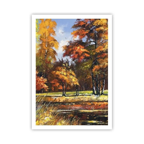 Plakat - Pejzaż w złocie i brązie - 70x100 cm