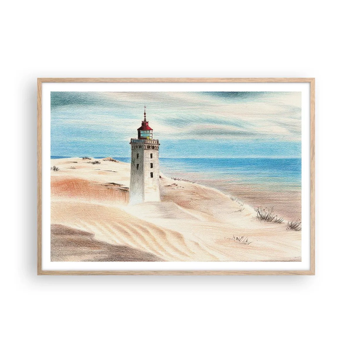 Plakat w ramie jasny dąb - Zawsze wpatrzona w morze - 100x70 cm