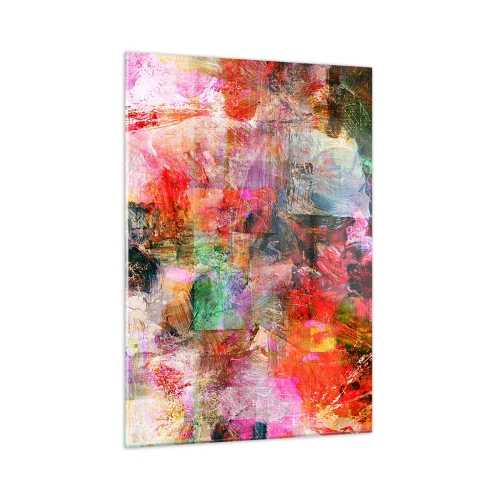 Obraz na szkle - Kolorowa abstrakcja z intensywnymi barwami - 50x70cm - Podróż poprzez róż - Nowoczesna dekoracja ścienna do salonu, kuchni i sypialni ARTTOR