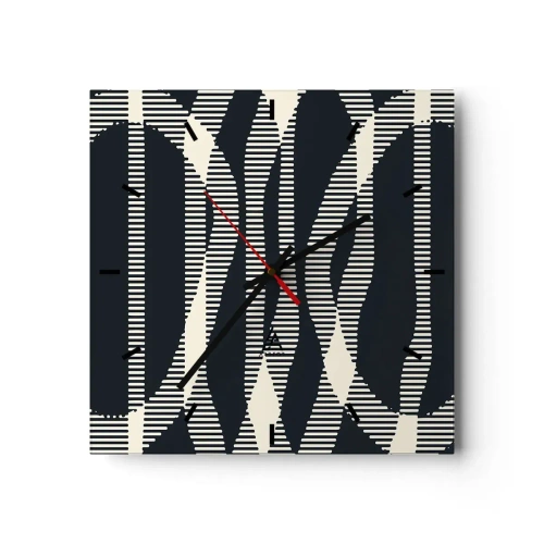 Zegar ścienny - Geometryczne linie w jasnych odcieniach na ciemnym tle - 30x30cm - Próba przełamania ciemności - Nowoczesna dekoracja ścienna do salonu i sypialni ARTTOR