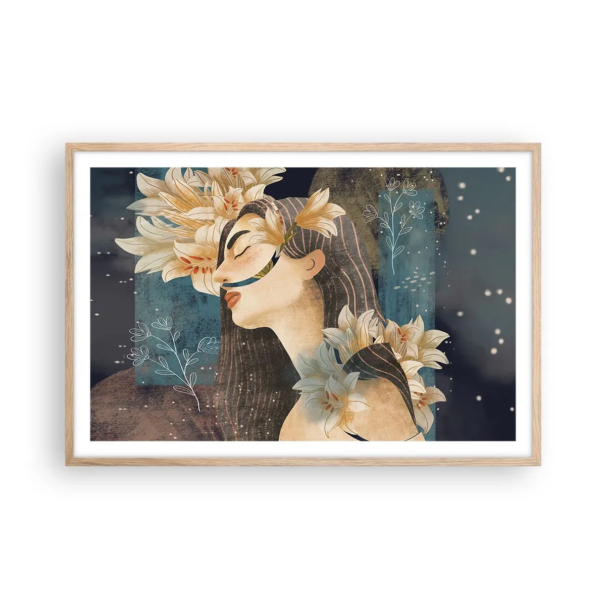 Plakat w ramie jasny dąb - Baśń o królewnie z liliami - 91x61 cm