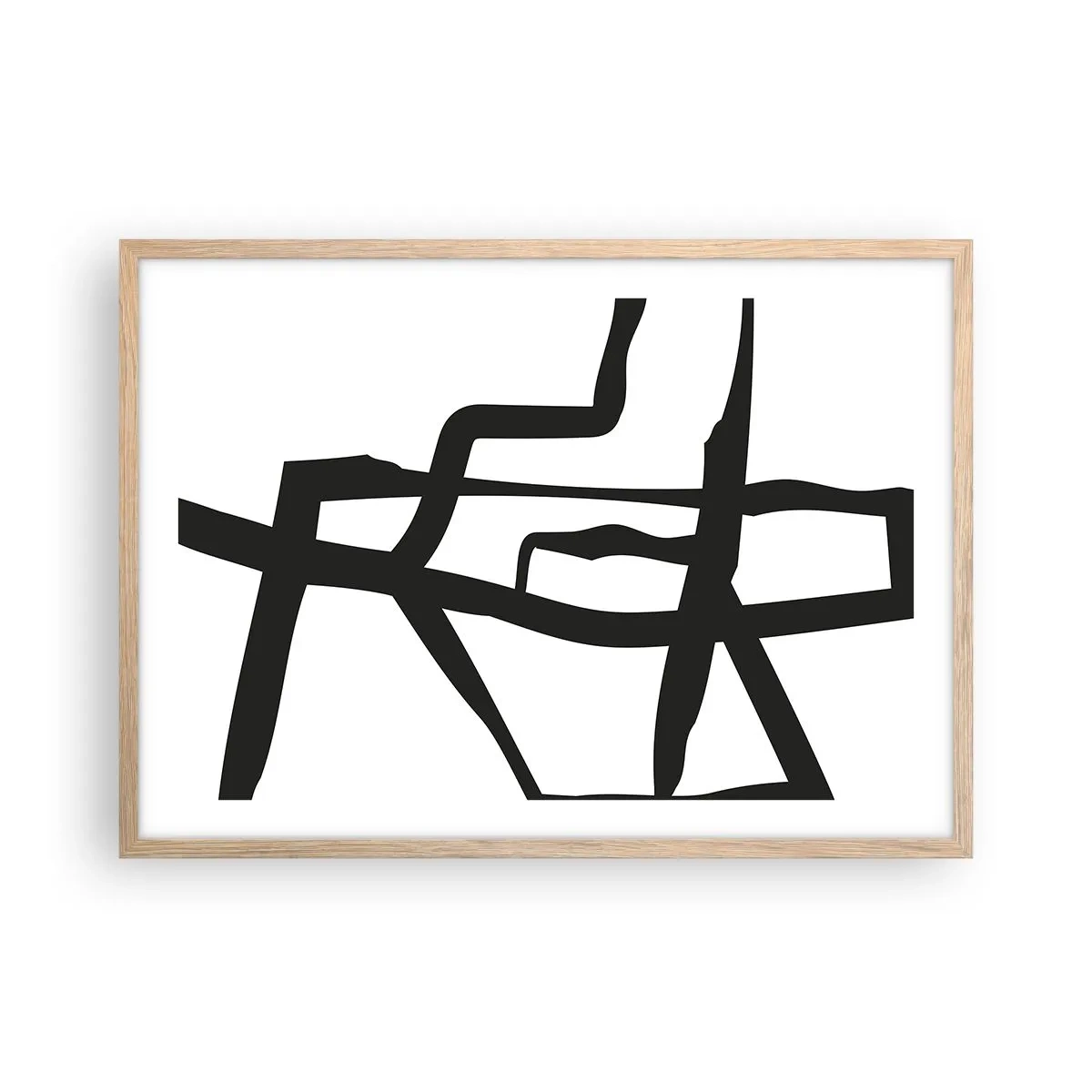 Plakat w ramie jasny dąb - Czarno-biała konstrukcja - 70x50 cm