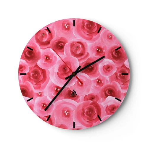 Zegar ścienny - Akwarelowe czerwone róże na jasnym tle - 30x30cm - Róże na dole i na górze - Nowoczesna dekoracja ścienna do salonu, kuchni i sypialni ARTTOR