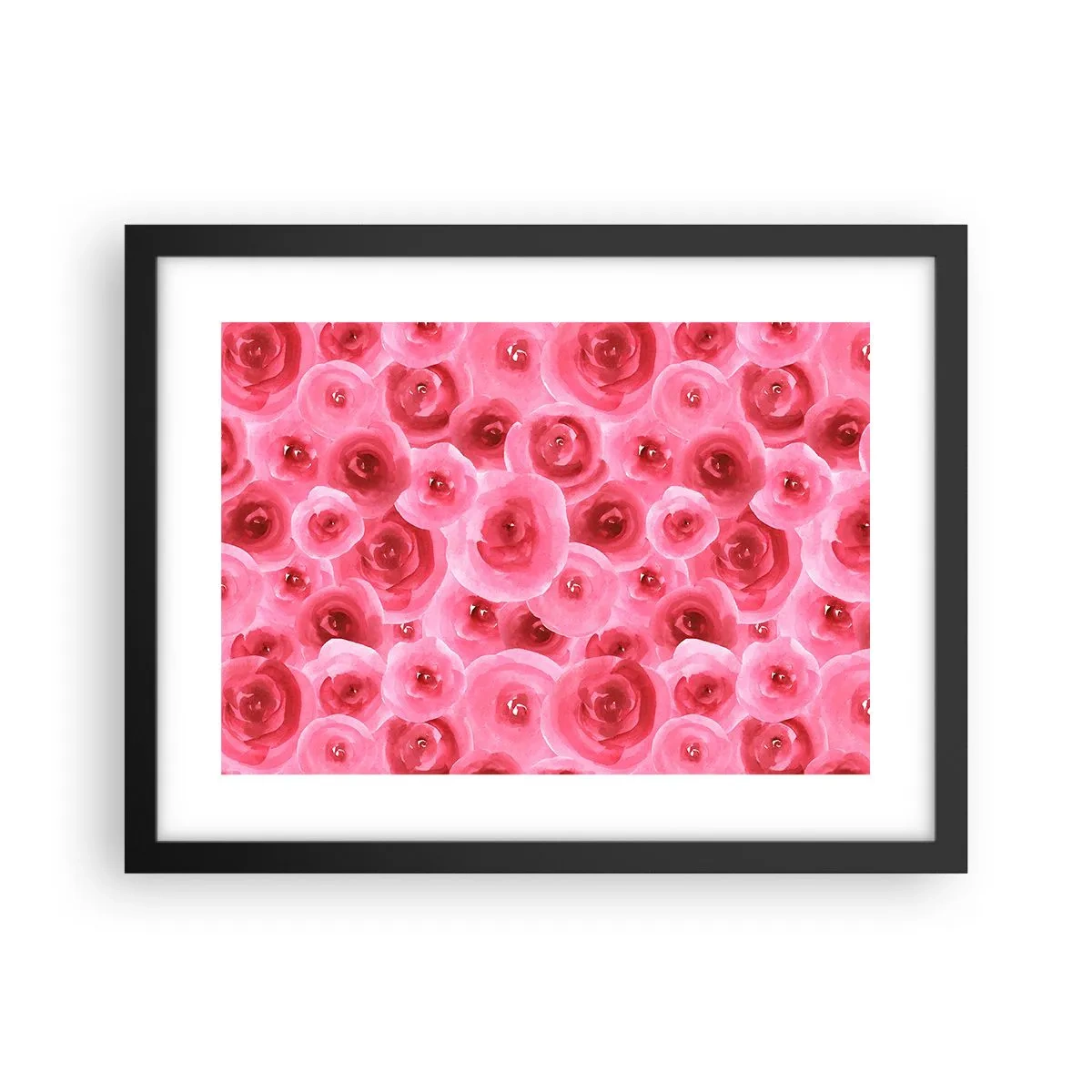 Plakat w czarnej ramie - Róże na dole i na górze - 40x30 cm