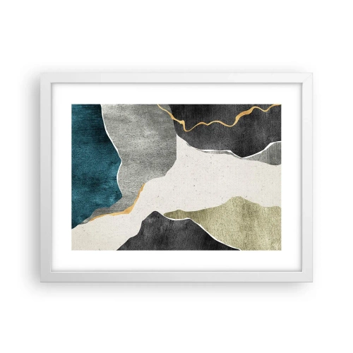 Plakat w białej ramie - Mozaikowa kompozycja z nitką złota - 40x30 cm
