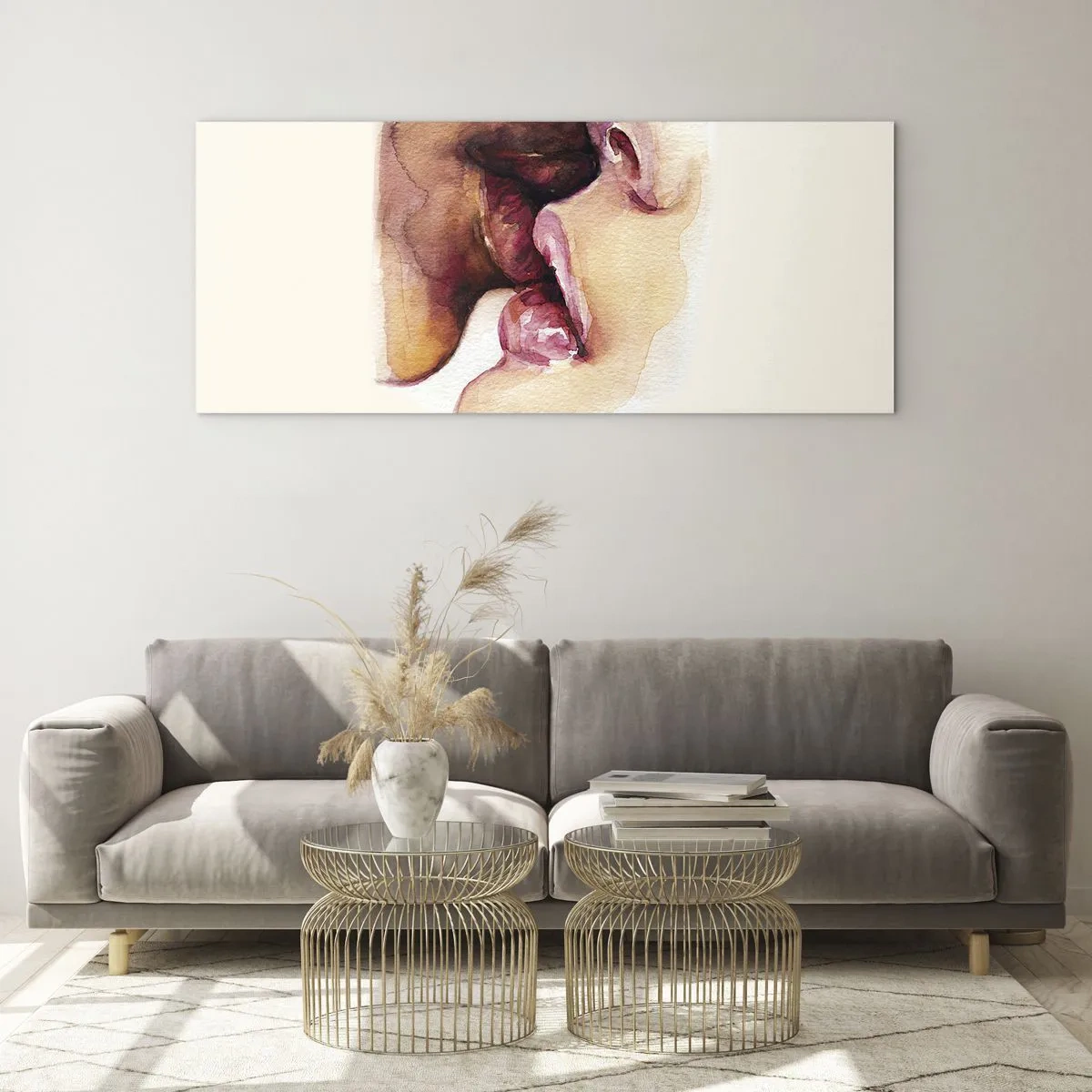 Obraz na szkle - Akwarelowy obrazek przedstawiający zbliżenie twarzy - 140x50cm - Jak noc i dzień, ziemia i niebo - Nowoczesna dekoracja ścienna do salonu i sypialni ARTTOR