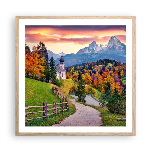 Plakat w ramie jasny dąb - Pejzaż jak malowanie - 60x60 cm
