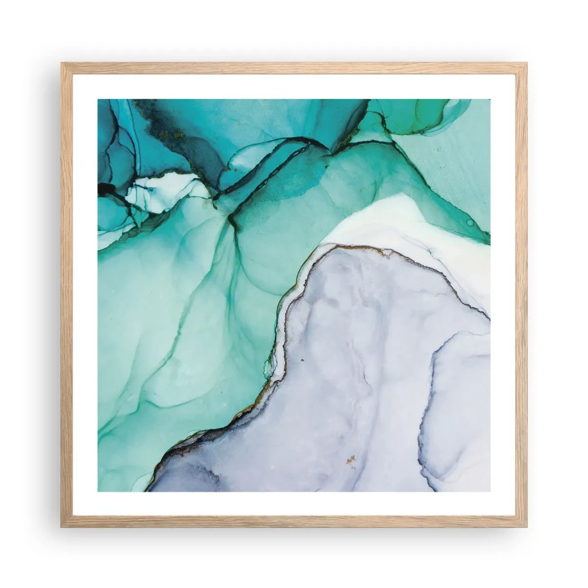 Plakat w ramie jasny dąb - Studium w turkusie - 60x60 cm