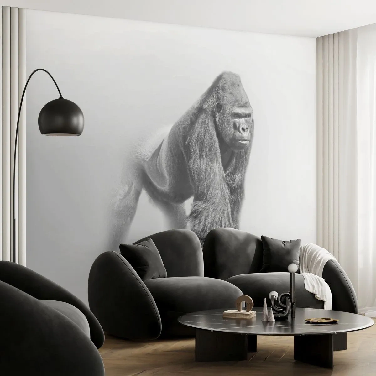 Fototapeta Standard Eco - Pewny swej siły - Zwierzęta, Goryl, Małpa - 400x280 cm