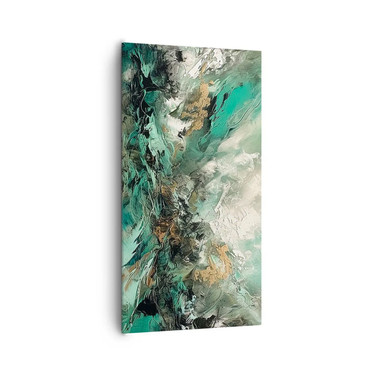 Obraz na płótnie - Szmaragdowo-czarna kipiel - 65x120 cm