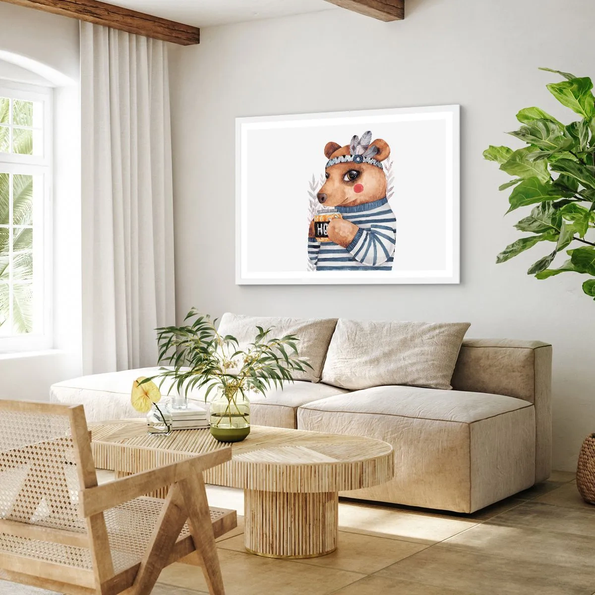 Plakat w białej ramie - Słodka Misia - 40x30 cm