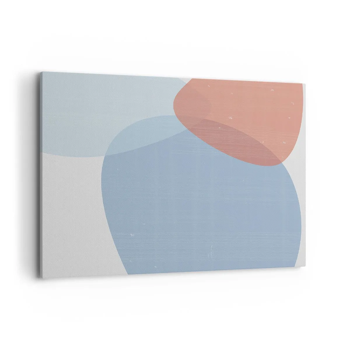 Obraz na płótnie - Abstrakcyjna kompozycja w pastelowych odcieniach niebieskiego i różowego z organicznymi kształtami - 120x80cm - Pastelowe związki - Nowoczesna dekoracja ścienna do salonu, kuchni i sypialni ARTTOR
