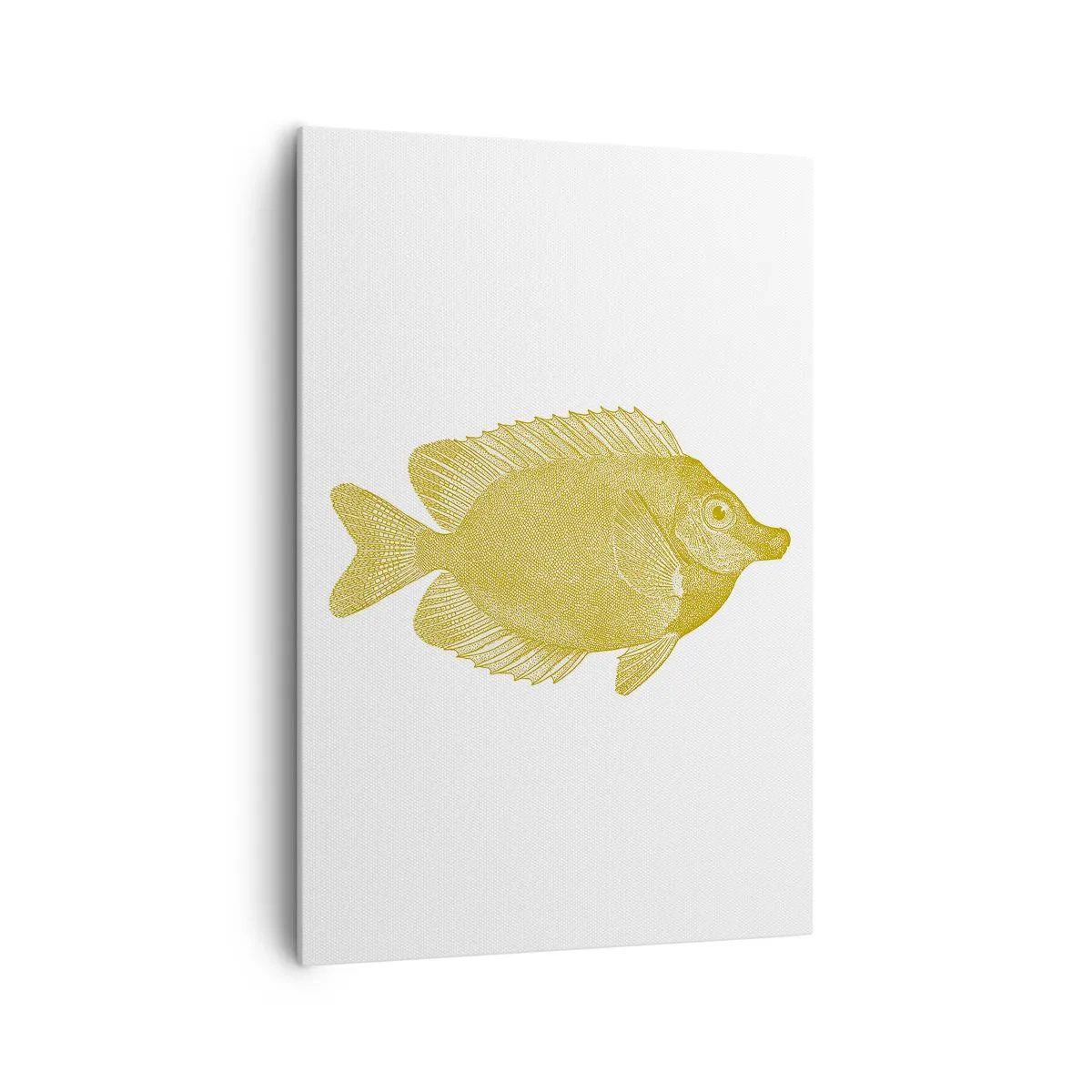 Obraz na płótnie - Złota ryba w stylu vintage na jasnym tle - 70x100cm - Ryba i tyle - Nowoczesna dekoracja ścienna do salonu i sypialni ARTTOR