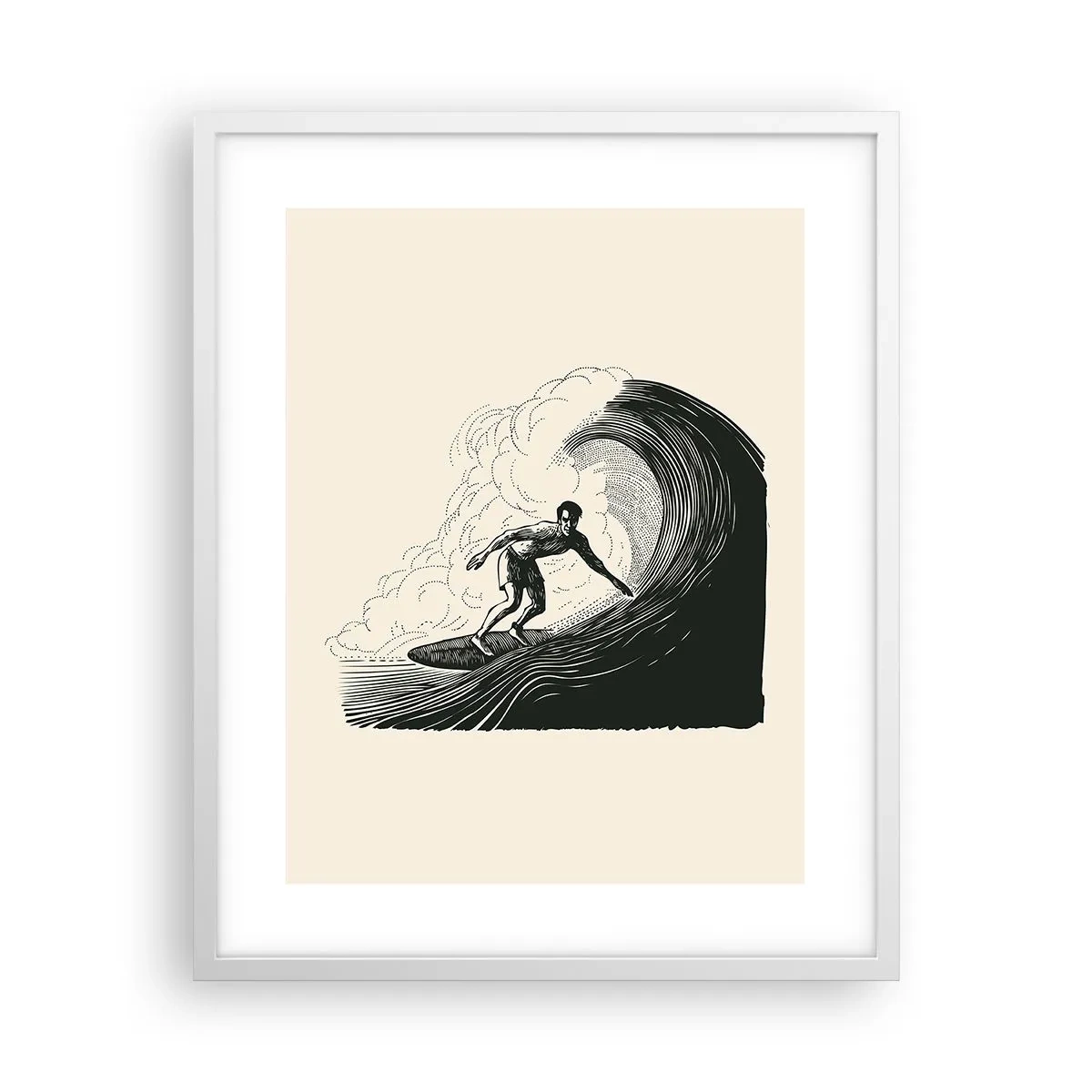 Plakat w białej ramie - Król fali - 40x50 cm