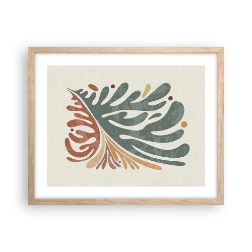 Plakat w ramie jasny dąb - Wielobarwny liść - 50x40 cm