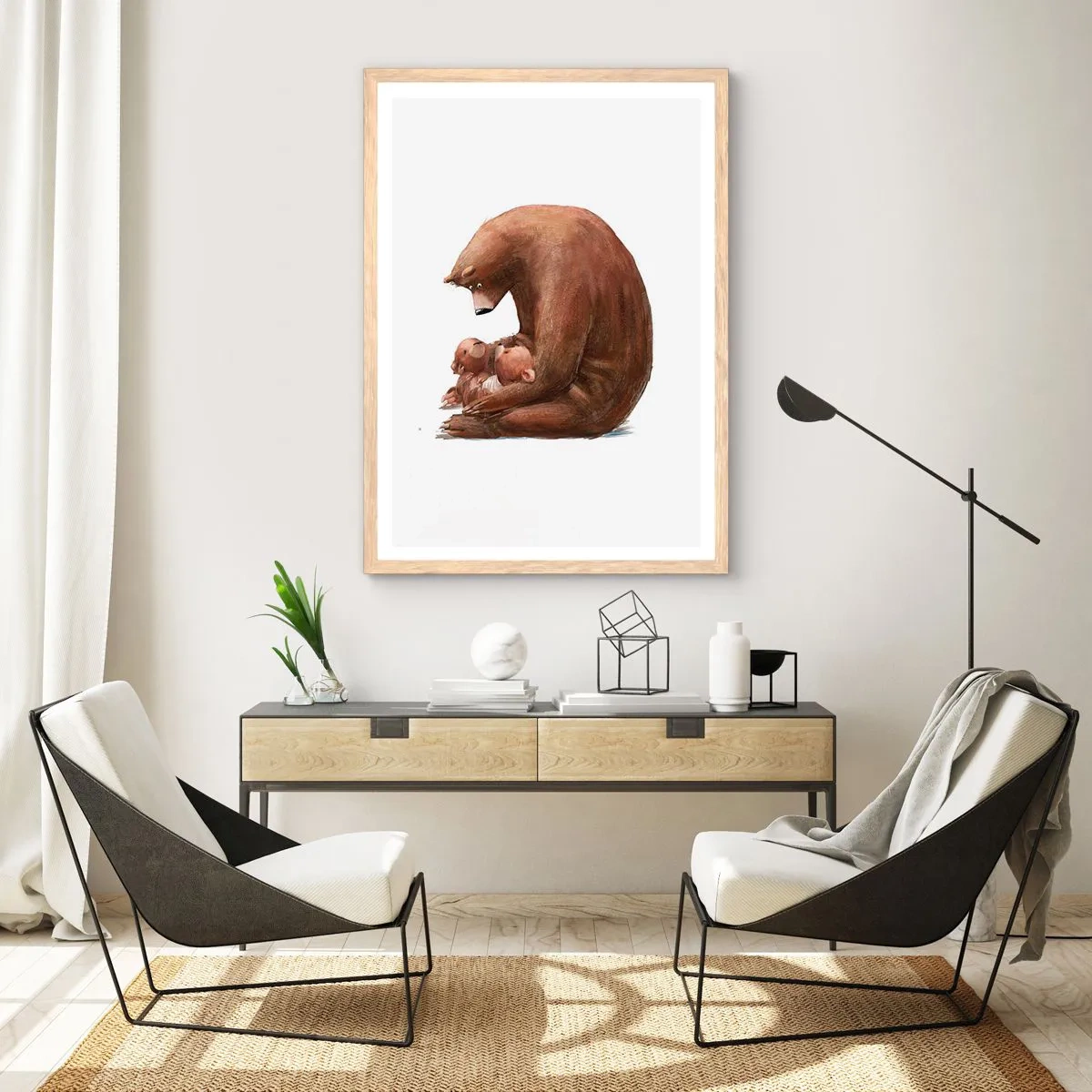 Plakat w ramie jasny dąb - Słodkich snów, dzieciaki - 30x40 cm