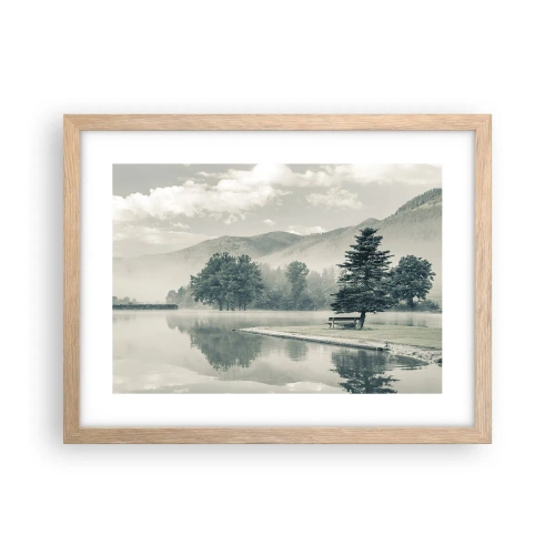 Plakat w ramie jasny dąb - Jezioro jeszcze śpi - 40x30 cm