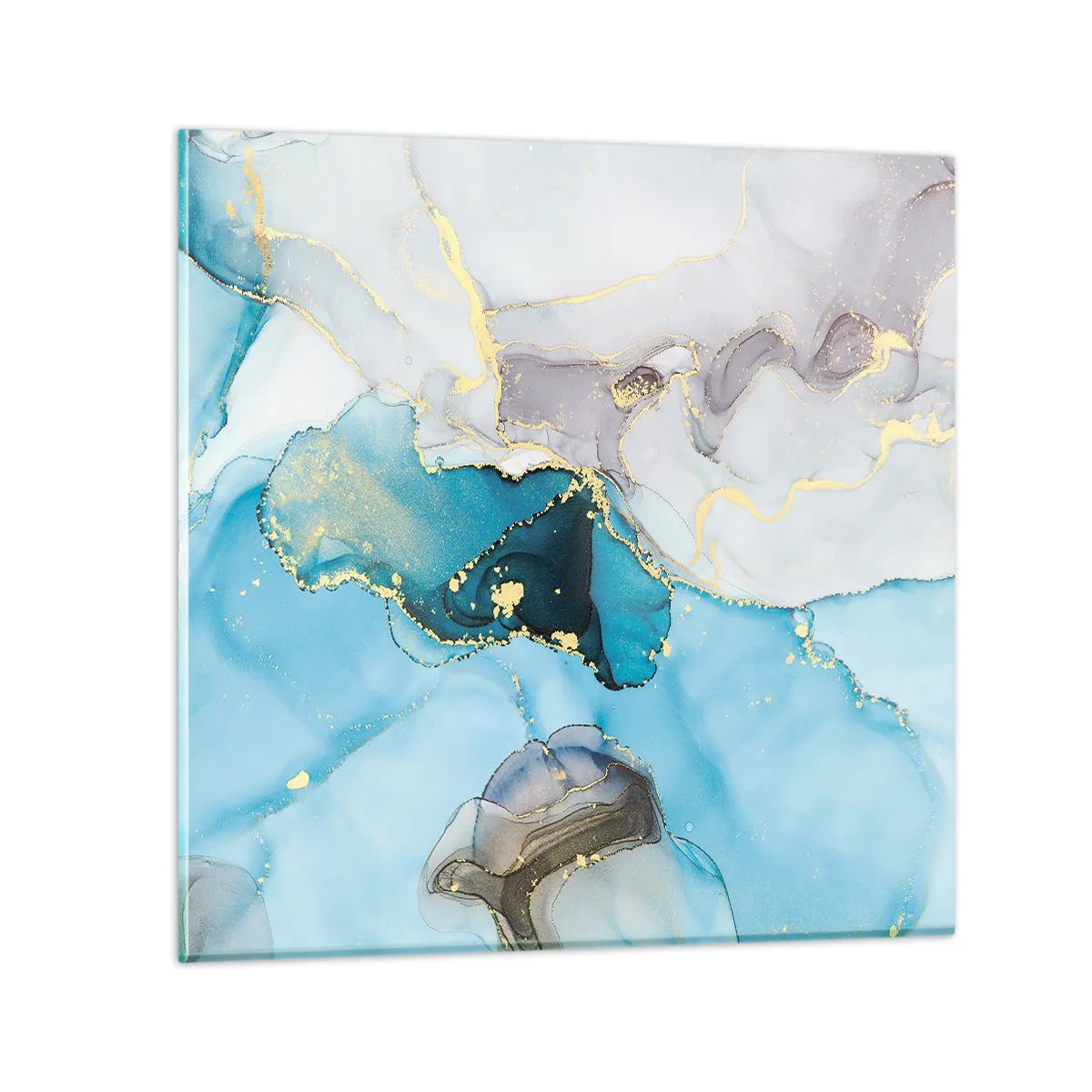 Obraz na szkle - Studium spotkania szarości z turkusem - 30x30 cm