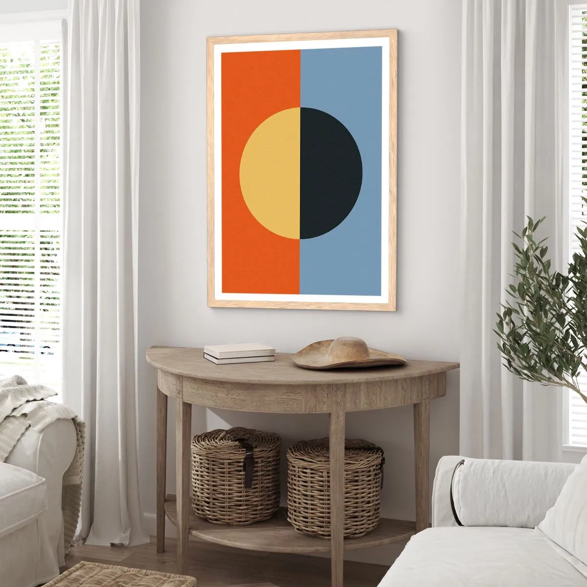 Plakat w ramie jasny dąb - Kompozycja ciepła i chłodu - 30x40 cm