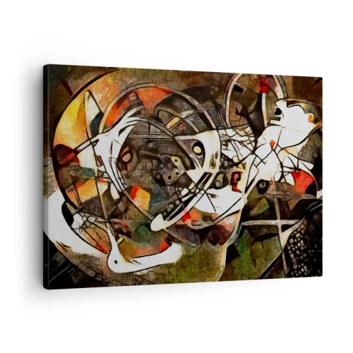 Obraz na płótnie - Ekspresyjna abstrakcja w ciemnej tonacji z dynamicznymi liniami - 70x50cm - Słyszysz ruch? - Nowoczesna dekoracja ścienna do salonu i sypialni ARTTOR