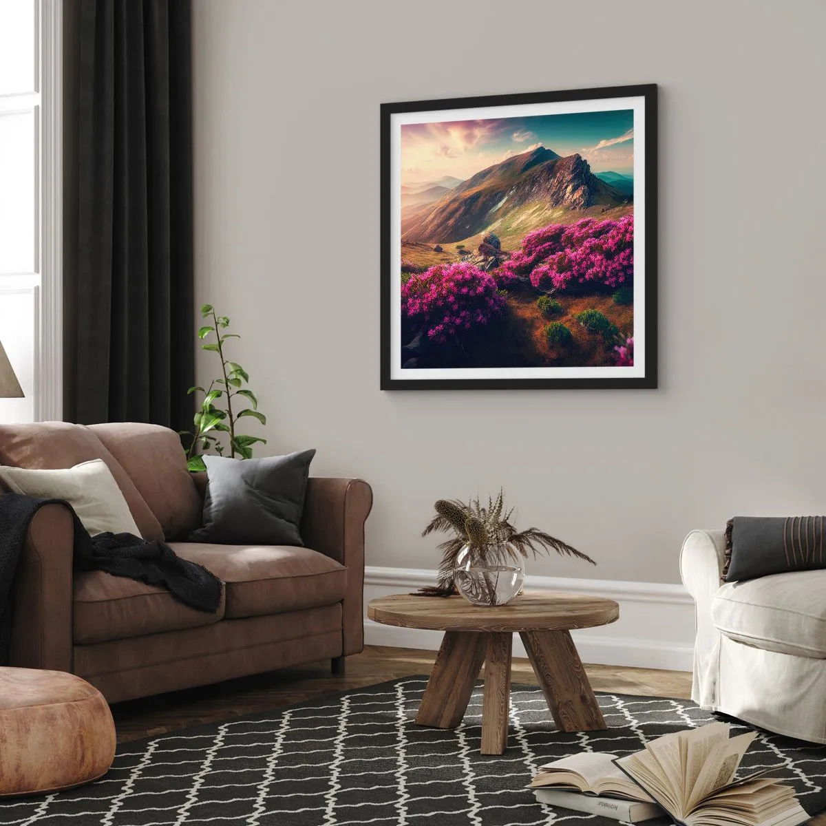 Plakat w czarnej ramie - Lato w górach - 30x30 cm