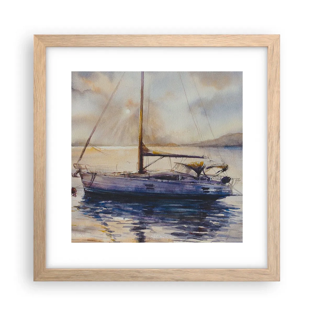 Plakat w ramie jasny dąb - Wieczór w zatoce - 30x30 cm