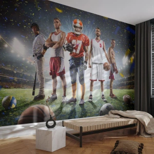 Fototapeta Standard Eco - Atleci różnych dyscyplin na stadionie w świetle reflektorów - 100x70cm - Gladiatorzy boisk - Nowoczesna dekoracja ścienna do salonu i sypialni ARTTOR