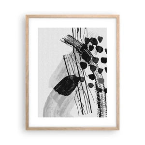 Plakat w ramie jasny dąb - Czarno-biała abstrakcja organiczna - 40x50 cm
