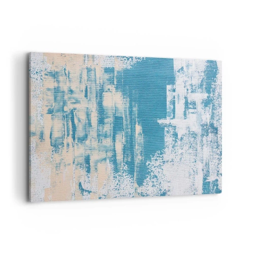 Obraz na płótnie - Abstrakcyjna kompozycja w odcieniach błękitu i bieli - 100x70cm - Przez lodowy sopel - Nowoczesna dekoracja ścienna do salonu, kuchni i sypialni ARTTOR