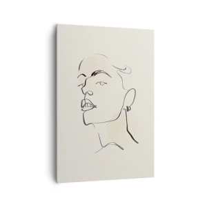Obraz na płótnie - Minimalistyczny szkic kobiecej twarzy - 70x100cm - Dumne spojrzenie - Nowoczesna dekoracja ścienna do salonu i sypialni ARTTOR