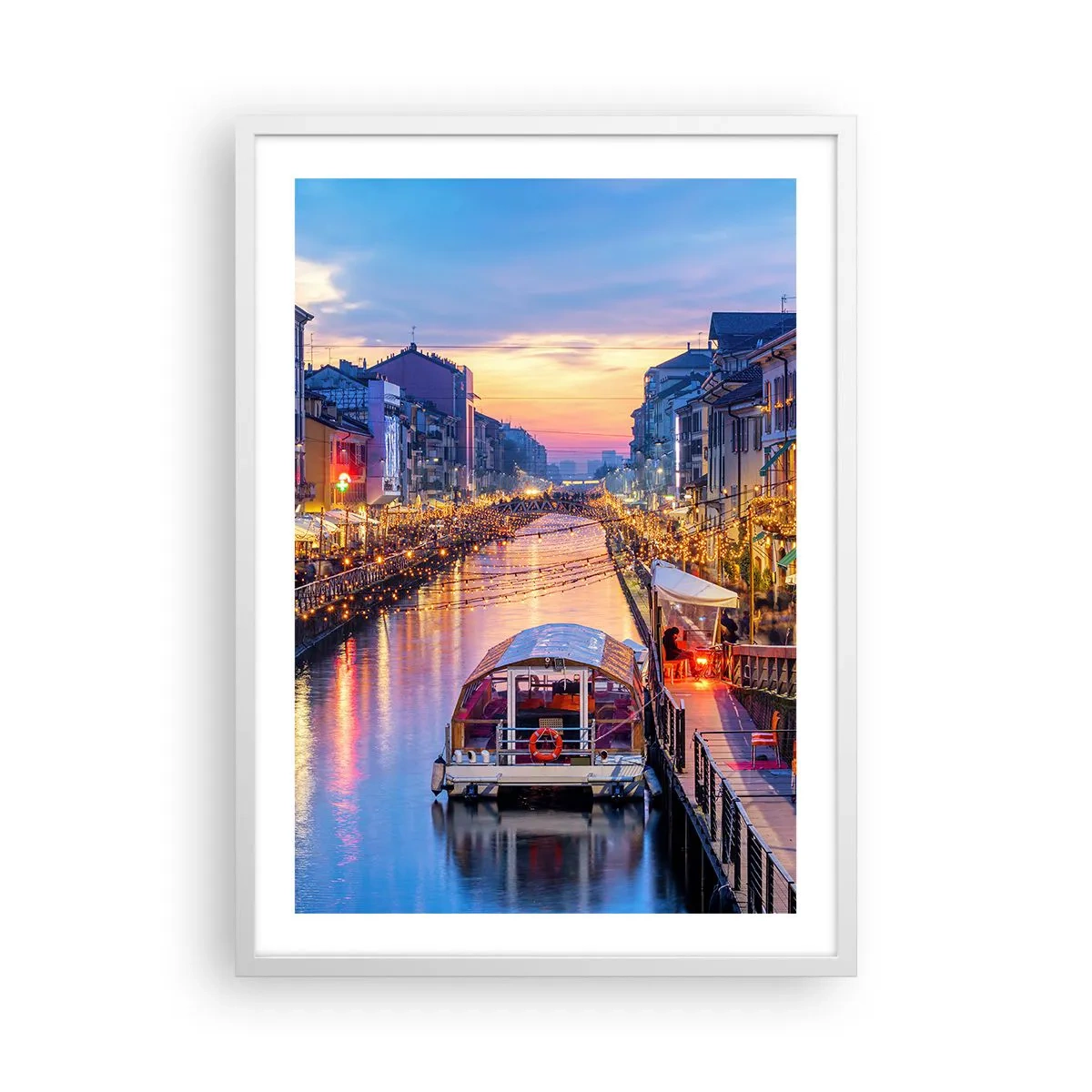 Plakat w białej ramie - Wieczór światła i zabawy - 50x70 cm