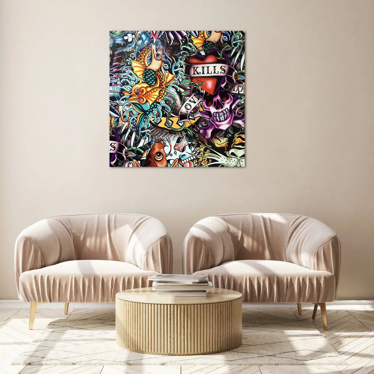 Obraz na szkle - Sen tatuażysty - 30x30 cm