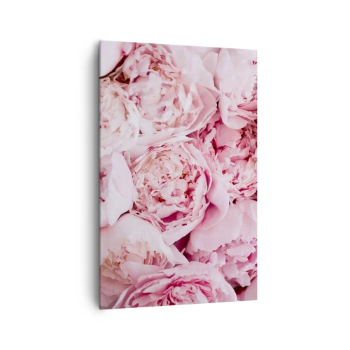 Obraz na płótnie - Bukiet różowych piwonii w zbliżeniu - 80x120cm - Przytulone i pachnące - Nowoczesna dekoracja ścienna do salonu i sypialni ARTTOR