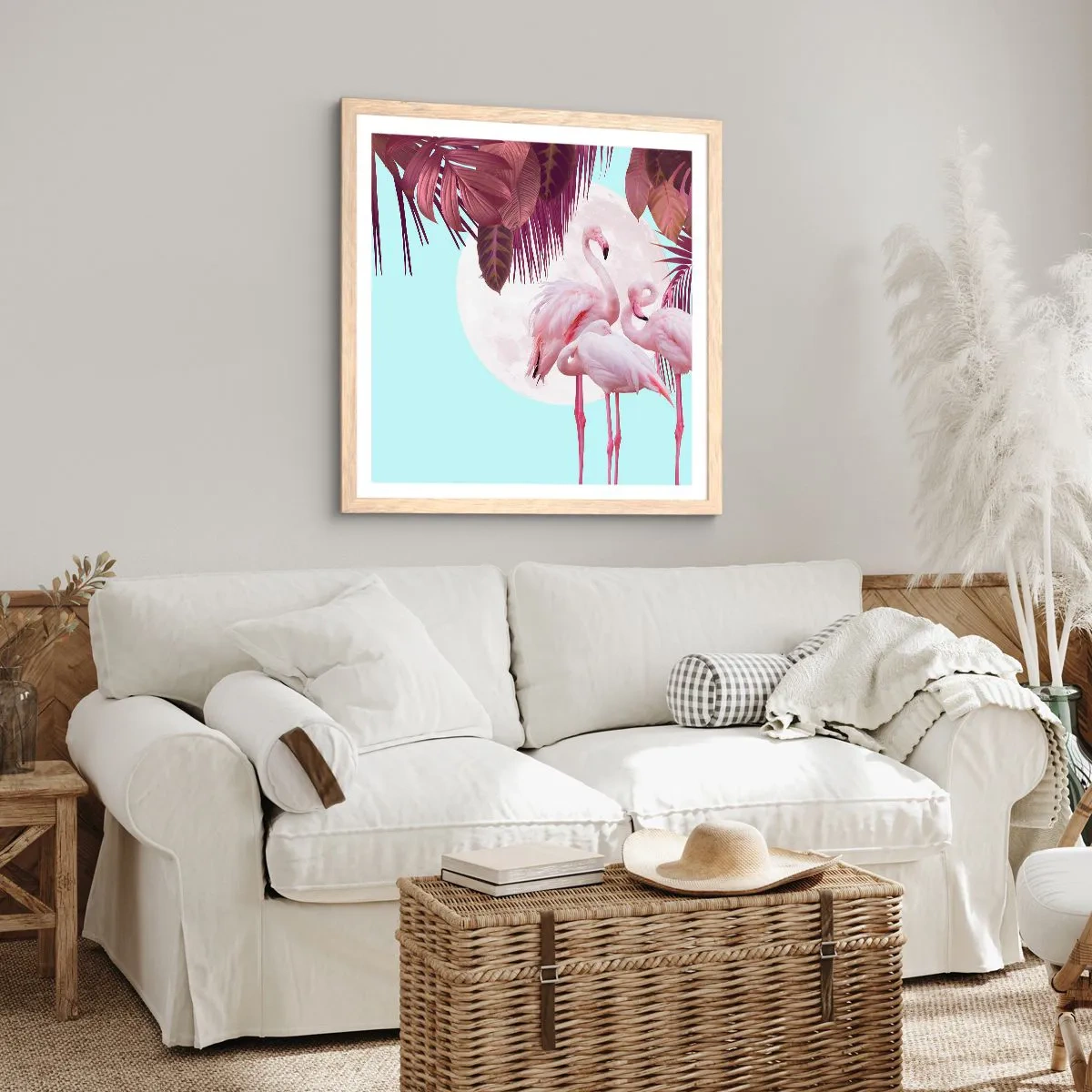 Plakat w ramie jasny dąb - Trzy ptasie gracje - 40x40 cm