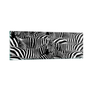 Obraz na szkle - Portret zbiorowy w paski - 90x30 cm