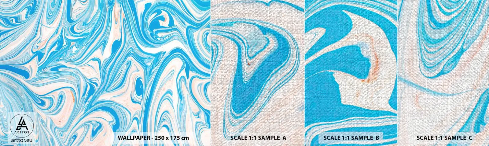 Fototapeta Próbka Premium Canvas - Rozlewisko w turkusie - Abstrakcja, Sztuka, Nowoczesny Wzór - 100x30 cm