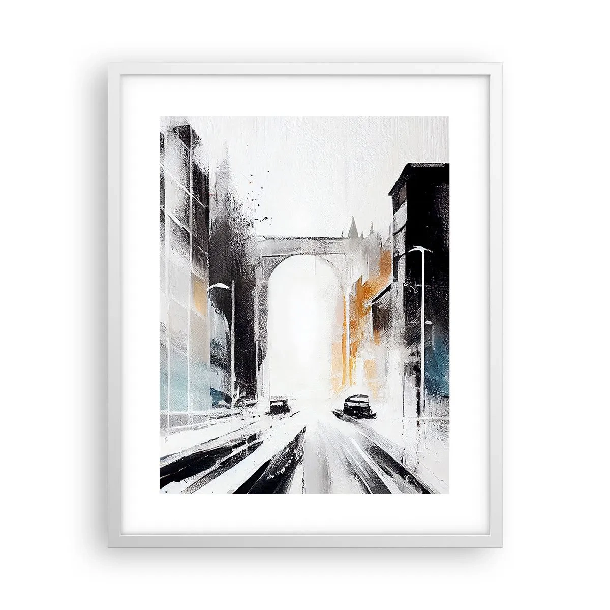 Plakat w białej ramie - Studium miasta: architektura i ruch - 40x50 cm