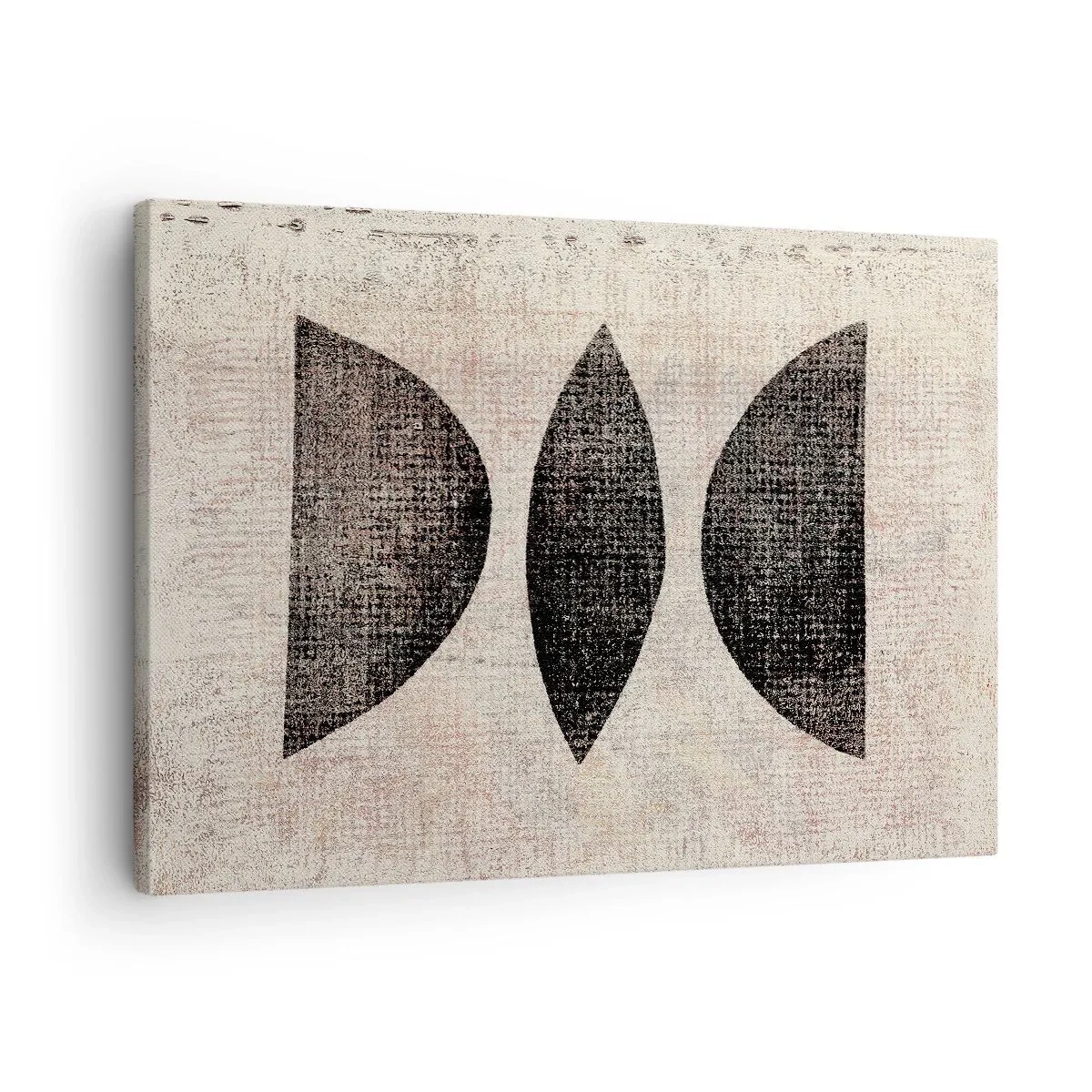 Obraz na płótnie - Etniczne kształty w ciemnych tonacjach na jasnym tle - 70x50cm - Etniczna abstrakcja - Nowoczesna dekoracja ścienna do salonu i sypialni ARTTOR