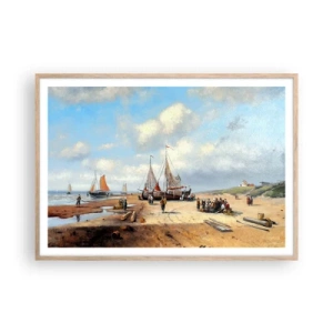 Plakat w ramie jasny dąb - Po udanym połowie - 100x70 cm