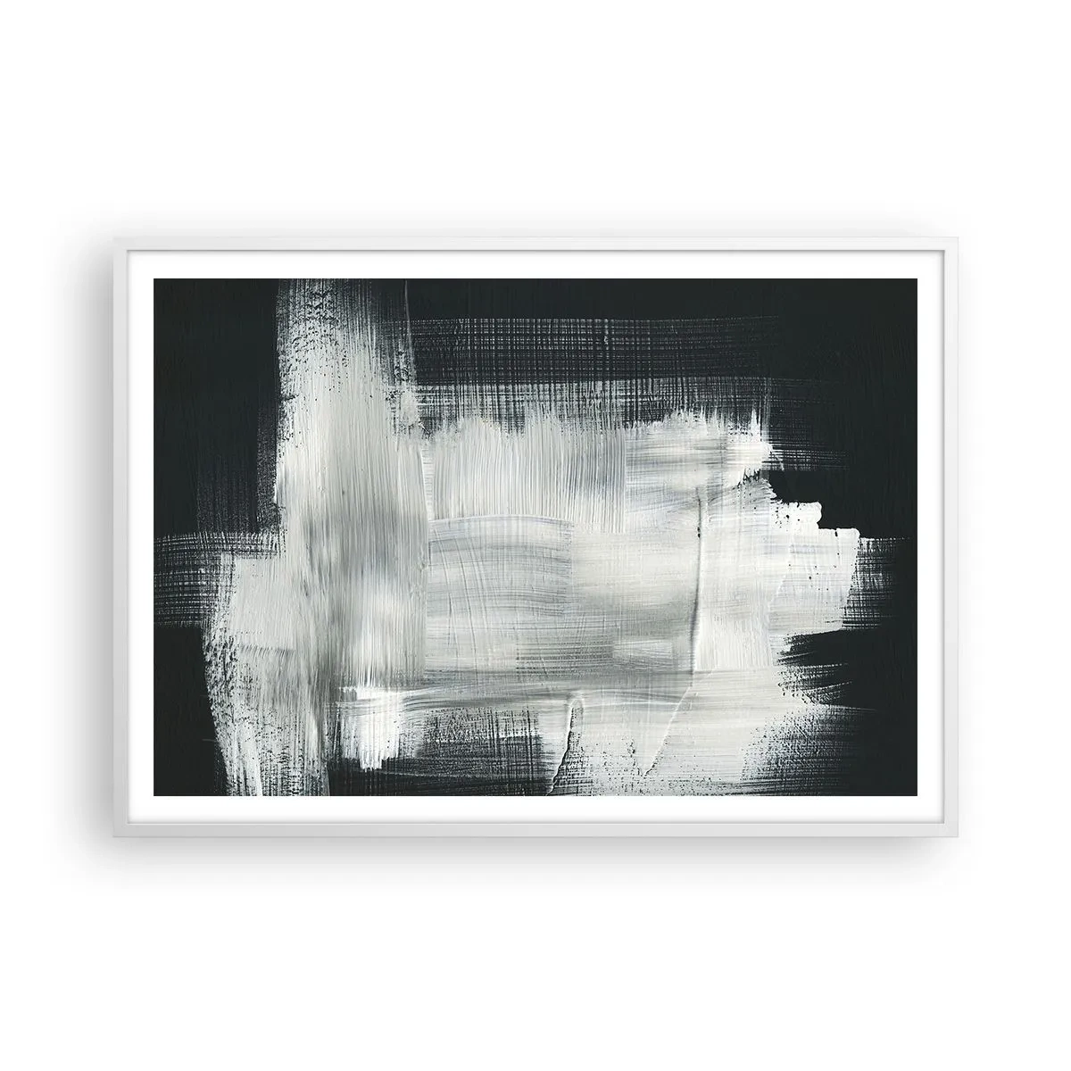 Plakat w białej ramie - Utkane z pionu i poziomu - 100x70 cm