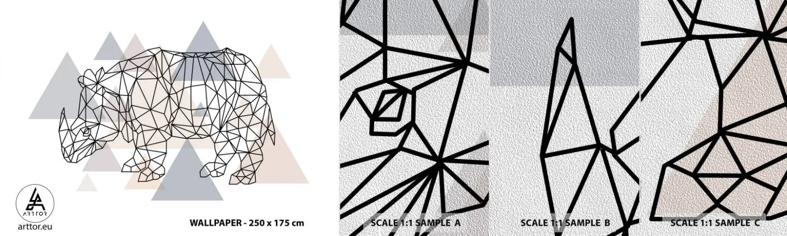 Fototapeta Próbka Premium Sand - Struktura siły - Abstrakcja, Grafika, Nosorożec - 100x30 cm