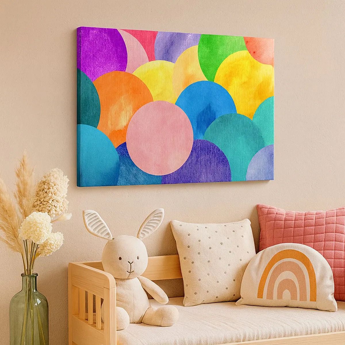 Obraz na płótnie - Kolorowe koła w stylu akwareli - 70x50cm - Pierwotna pełnia życia - Nowoczesna dekoracja ścienna do salonu i sypialni ARTTOR