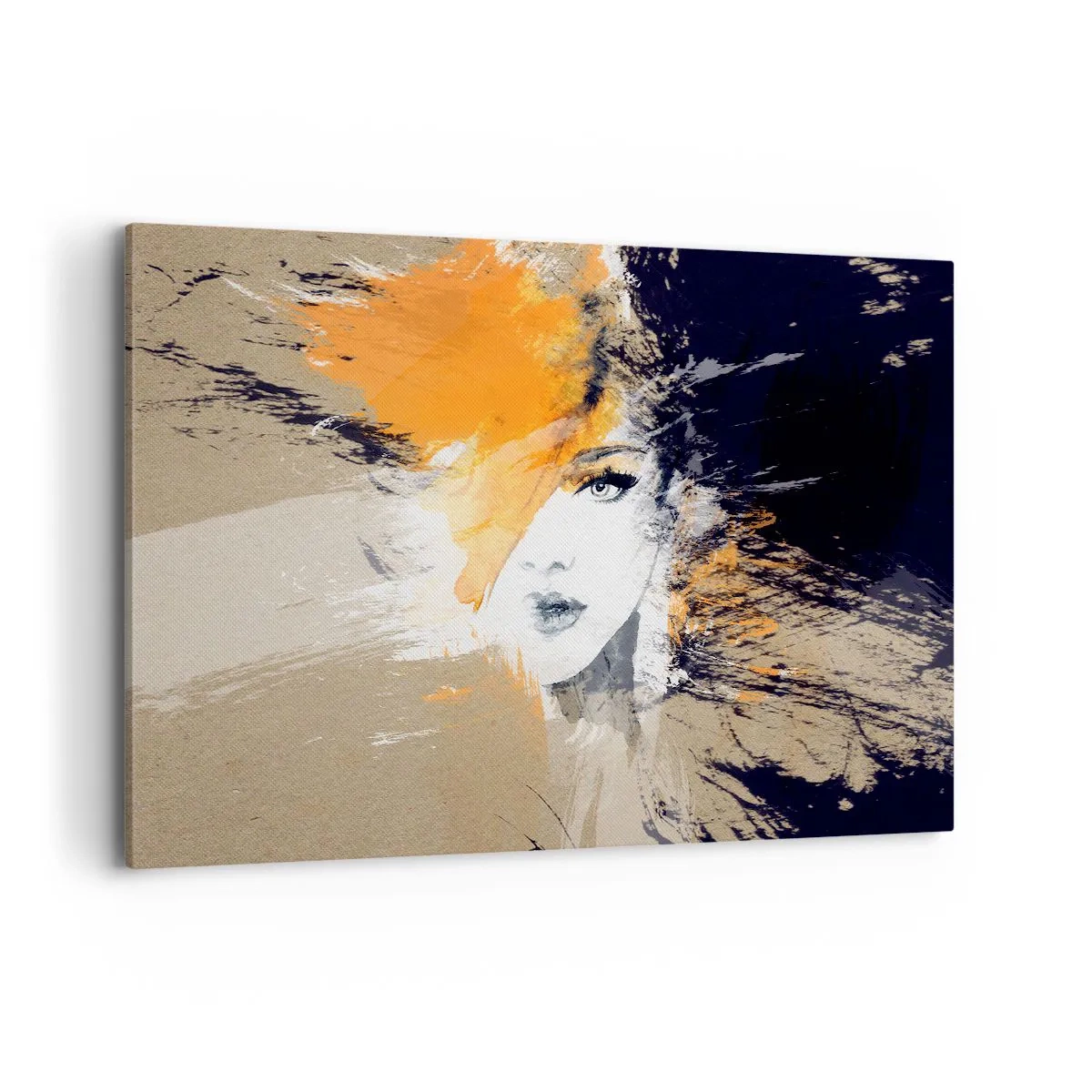 Obraz na płótnie - Abstrakcyjny portret kobiety z intensywnymi kolorami - 120x80cm - I staje się światło - Nowoczesna dekoracja ścienna do salonu, kuchni i sypialni ARTTOR