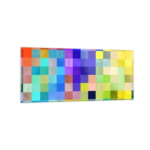 Obraz na szkle - Kolorowa mozaika kwadratów w różnorodnych barwach - 120x50cm - Każdy inny, wszystkie równe - Nowoczesna dekoracja ścienna do salonu i sypialni ARTTOR