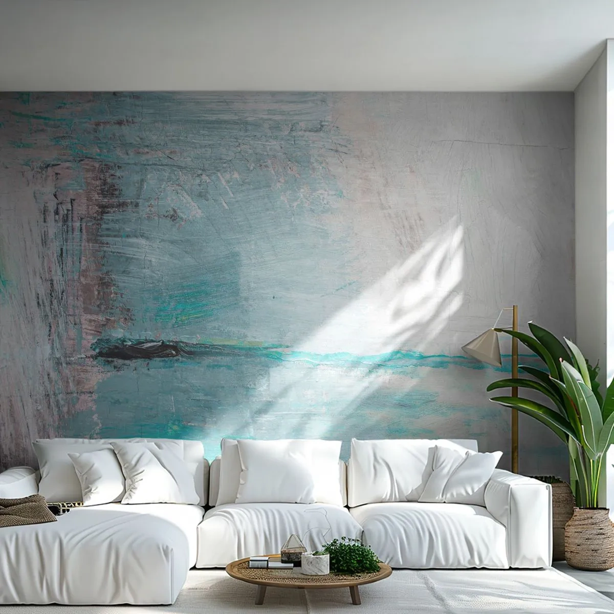 Fototapeta Premium Canvas - Horyzontalnie w błękicie - Abstrakcja, Sztuka, Nowoczesny Wzór - 350x256 cm