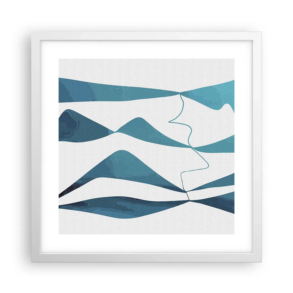 Plakat w białej ramie - Abstrakcja: turkusowy związek - 40x40 cm