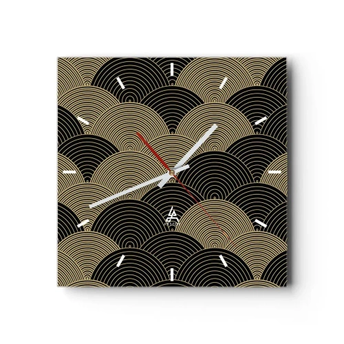 Zegar ścienny - Wzór w stylu art deco z półokręgami i złotymi liniami - 30x30cm - Jedność w wielości - Nowoczesna dekoracja ścienna do salonu i sypialni ARTTOR