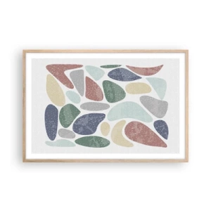 Plakat w ramie jasny dąb - Mozaika pudrowanych barw - 91x61 cm