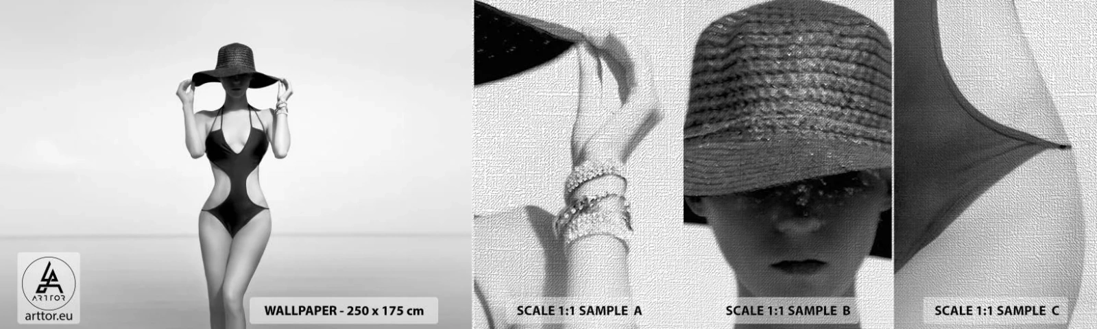 Fototapeta Próbka Premium Canvas - Na imię mi: Elegancja - Kobieta, Plaża, Moda - 100x30 cm