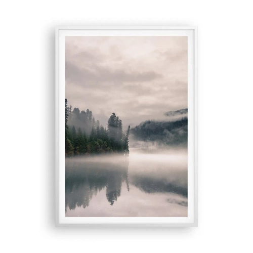 Plakat w białej ramie - W zadumie, we mgle - 70x100 cm